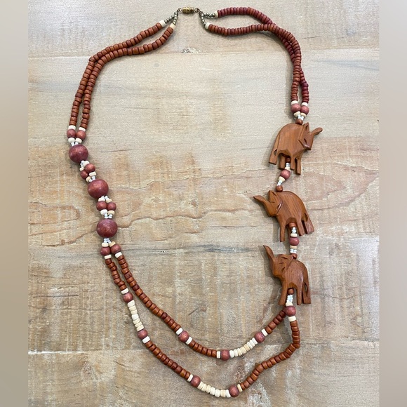 Wood carved layered animal necklace vintage antique - Picture 3 of 12